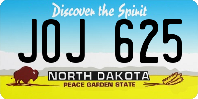 ND license plate JOJ625