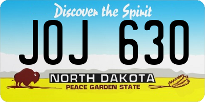 ND license plate JOJ630