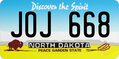 ND license plate JOJ668