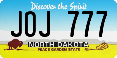 ND license plate JOJ777