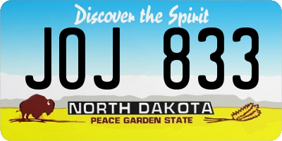 ND license plate JOJ833