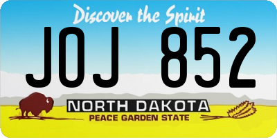 ND license plate JOJ852