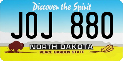 ND license plate JOJ880