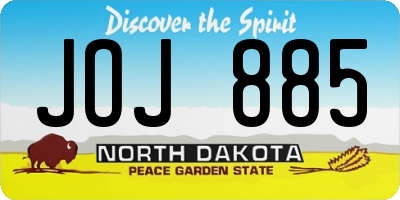ND license plate JOJ885