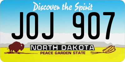 ND license plate JOJ907