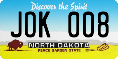 ND license plate JOK008