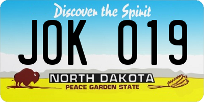 ND license plate JOK019