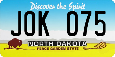 ND license plate JOK075
