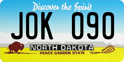 ND license plate JOK090