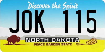 ND license plate JOK115