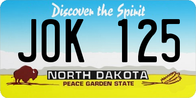 ND license plate JOK125