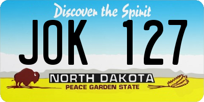 ND license plate JOK127