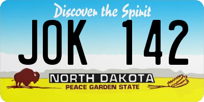 ND license plate JOK142