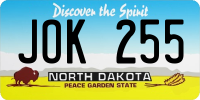 ND license plate JOK255