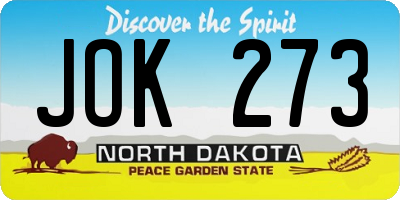 ND license plate JOK273