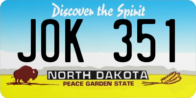 ND license plate JOK351