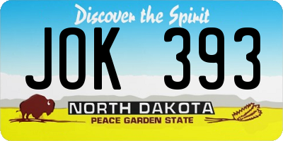 ND license plate JOK393