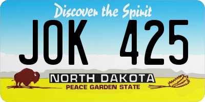 ND license plate JOK425