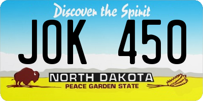ND license plate JOK450