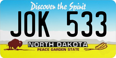 ND license plate JOK533