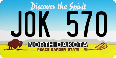 ND license plate JOK570