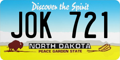 ND license plate JOK721