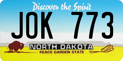 ND license plate JOK773