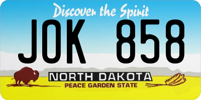 ND license plate JOK858