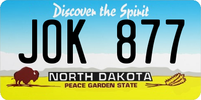 ND license plate JOK877