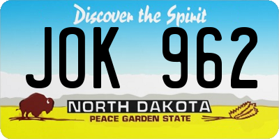 ND license plate JOK962