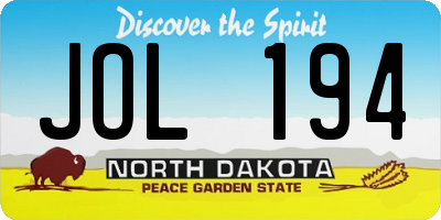ND license plate JOL194