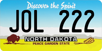 ND license plate JOL222