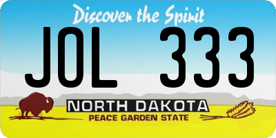 ND license plate JOL333