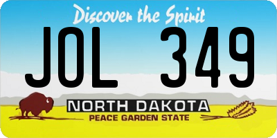 ND license plate JOL349