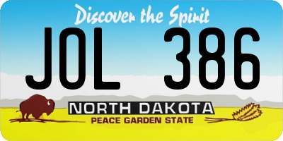 ND license plate JOL386