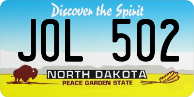 ND license plate JOL502