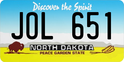 ND license plate JOL651