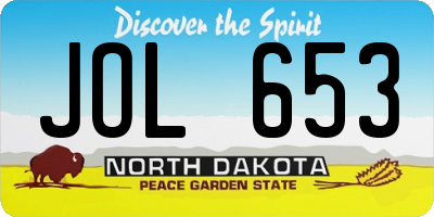 ND license plate JOL653