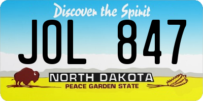 ND license plate JOL847