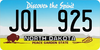 ND license plate JOL925