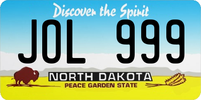 ND license plate JOL999