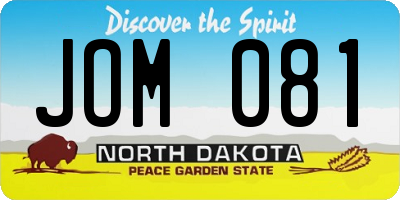 ND license plate JOM081