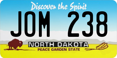 ND license plate JOM238