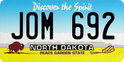 ND license plate JOM692