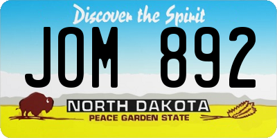 ND license plate JOM892