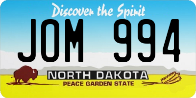 ND license plate JOM994