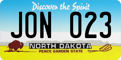 ND license plate JON023