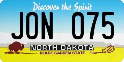 ND license plate JON075
