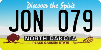 ND license plate JON079