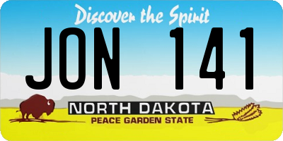 ND license plate JON141